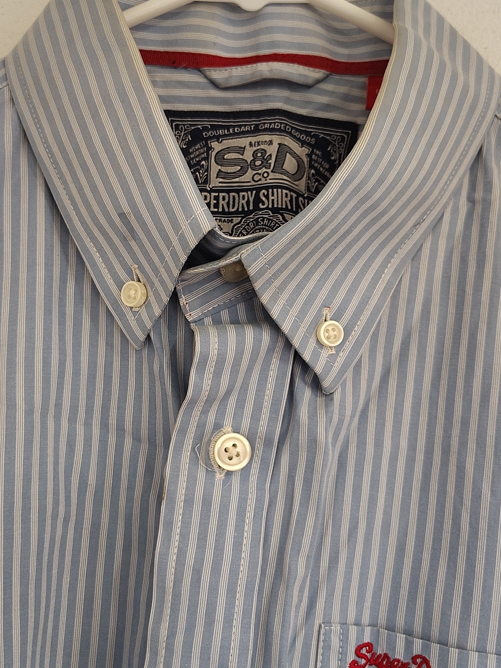 Superdry Men's Blue & White Striped Button-Down Shirt - Picture 3 of 8